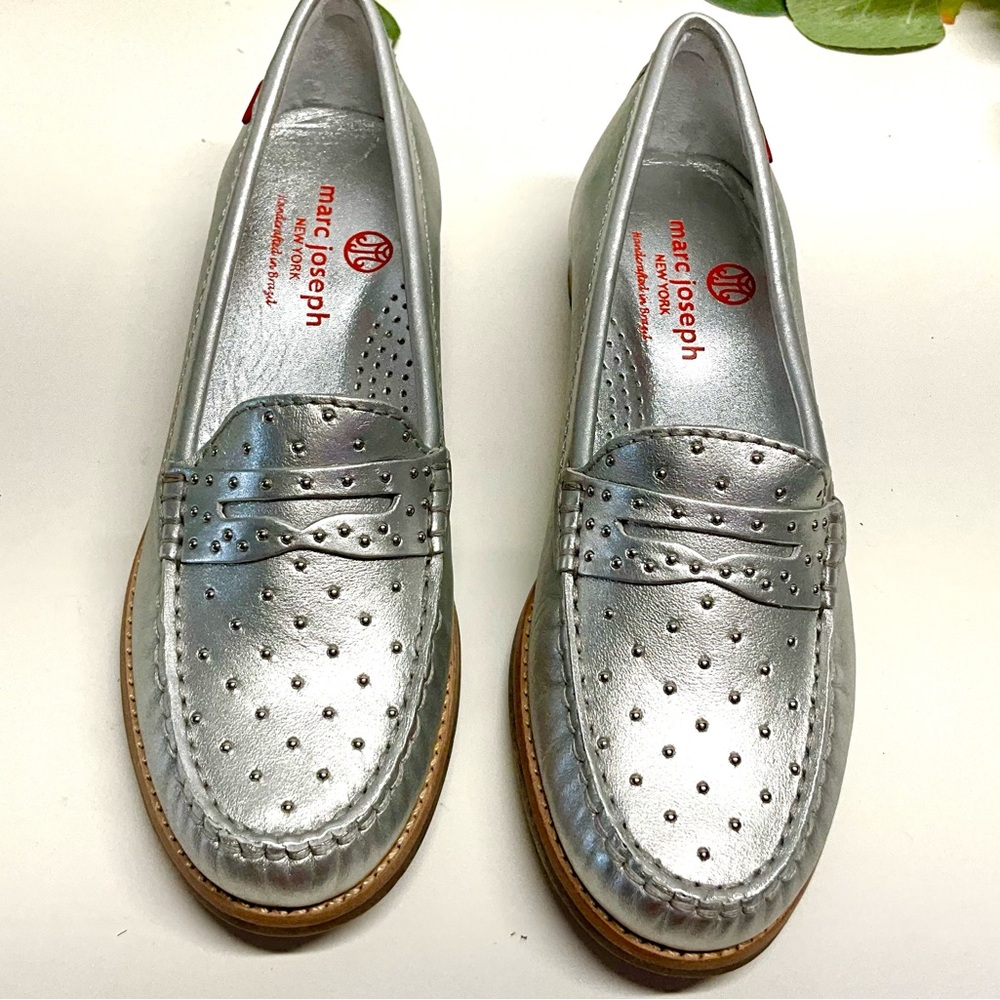 MARC JOSEPH NEW YORK Women's Leather Silver East Village Loafer 5.5 M